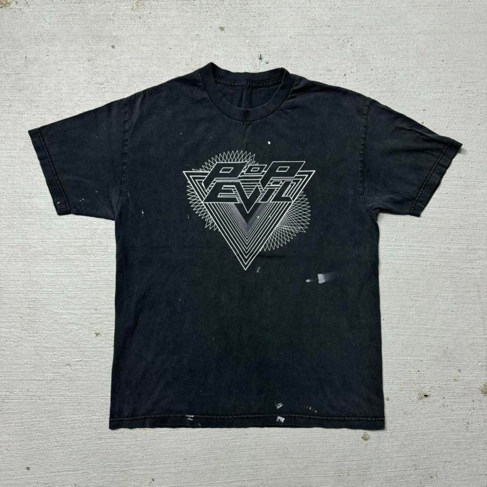 Faded Painted Pop Evil Band Tee Shirt Size Large